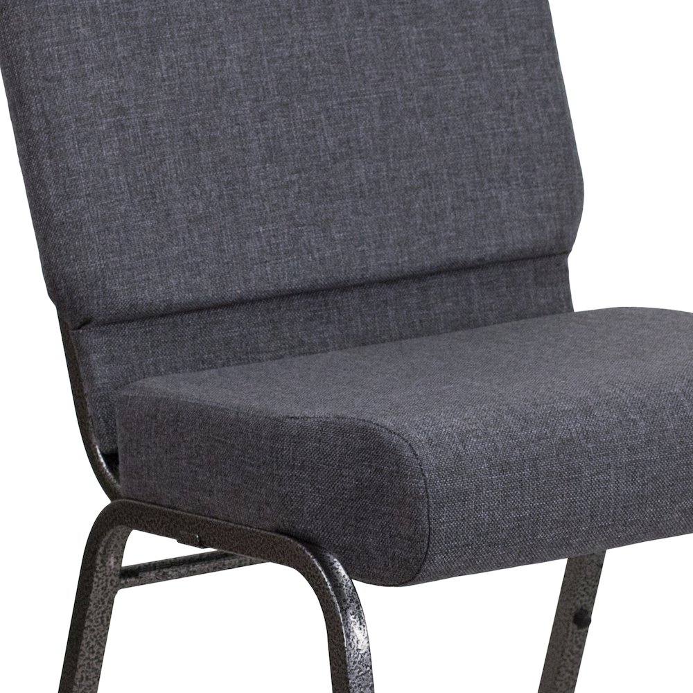 21''W Church Chair in Dark Gray Fabric - Silver Vein Frame. Picture 11