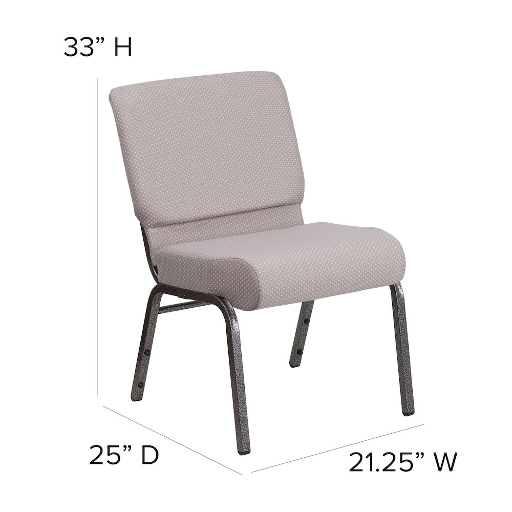 21''W Church Chair in Gray Dot Fabric - Silver Vein Frame. Picture 2
