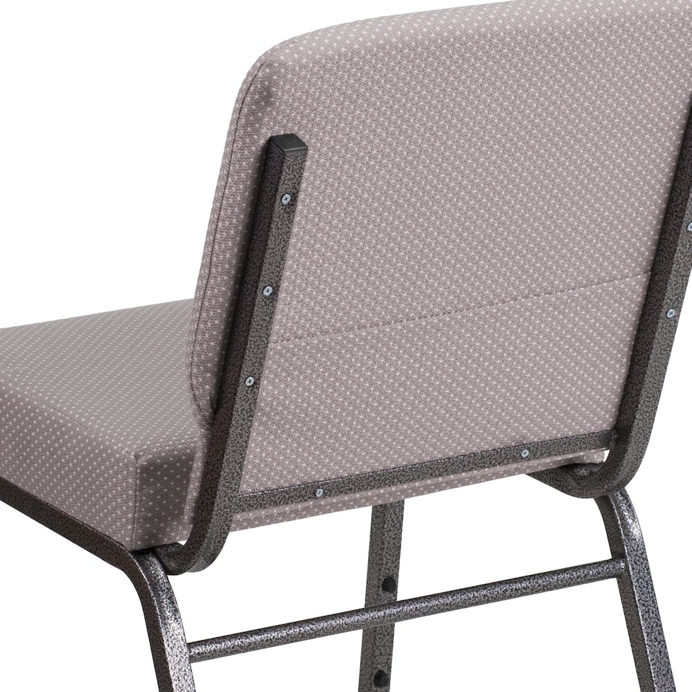 21''W Church Chair in Gray Dot Fabric - Silver Vein Frame. Picture 7