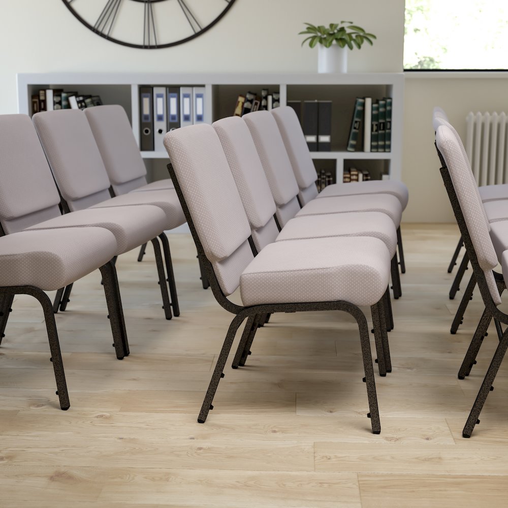 21''W Church Chair in Gray Dot Fabric - Silver Vein Frame. Picture 6