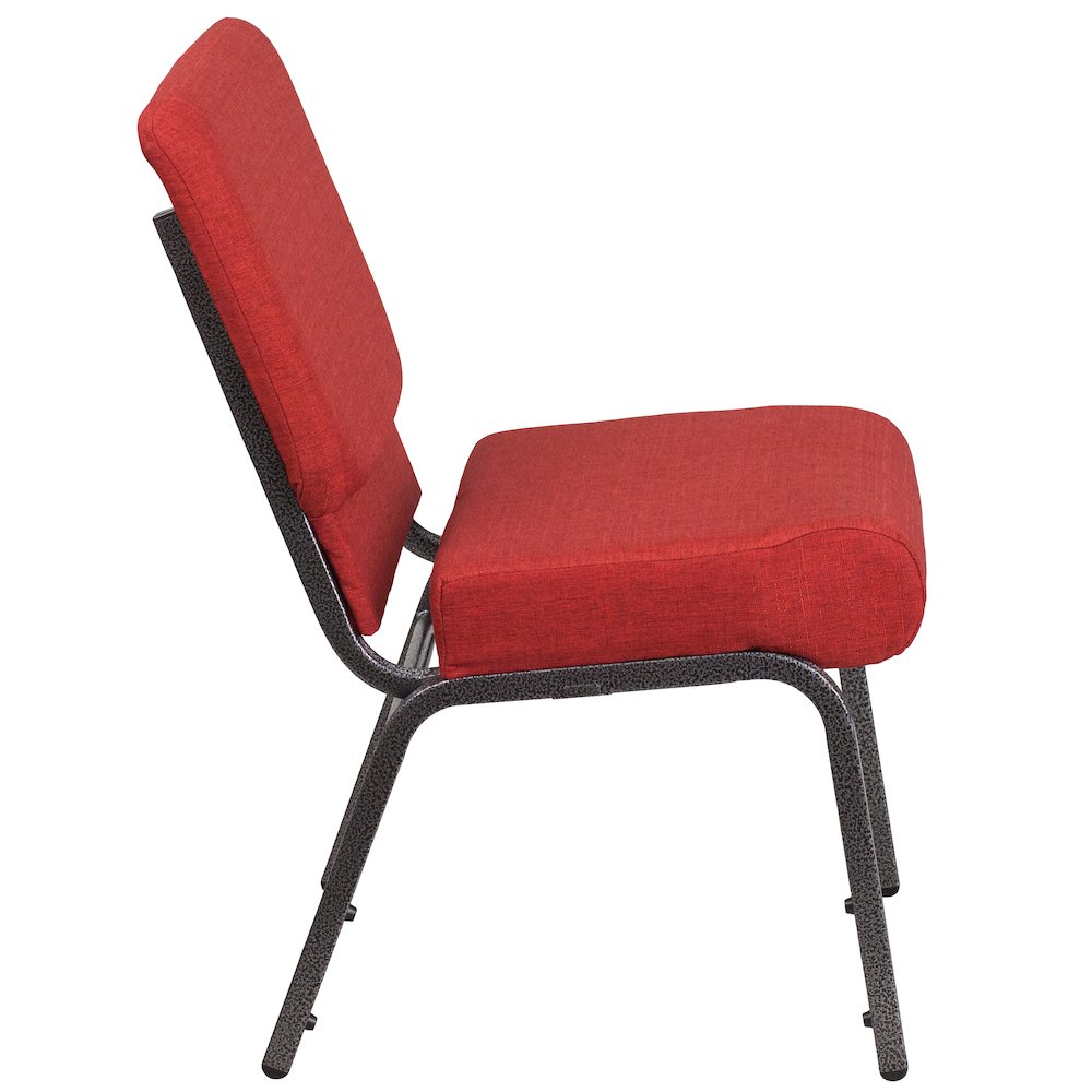 21''W Stacking Church Chair in Crimson Fabric - Silver Vein Frame. Picture 9