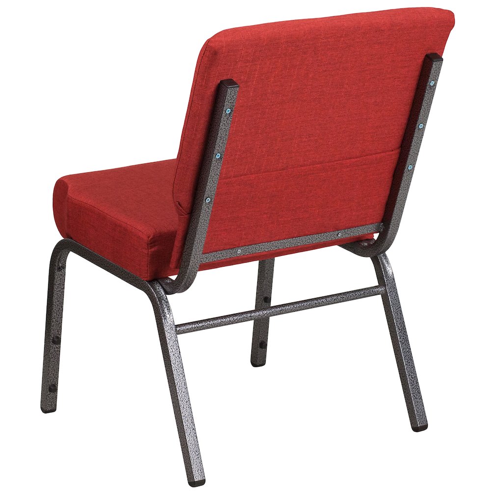 21''W Stacking Church Chair in Crimson Fabric - Silver Vein Frame. Picture 7