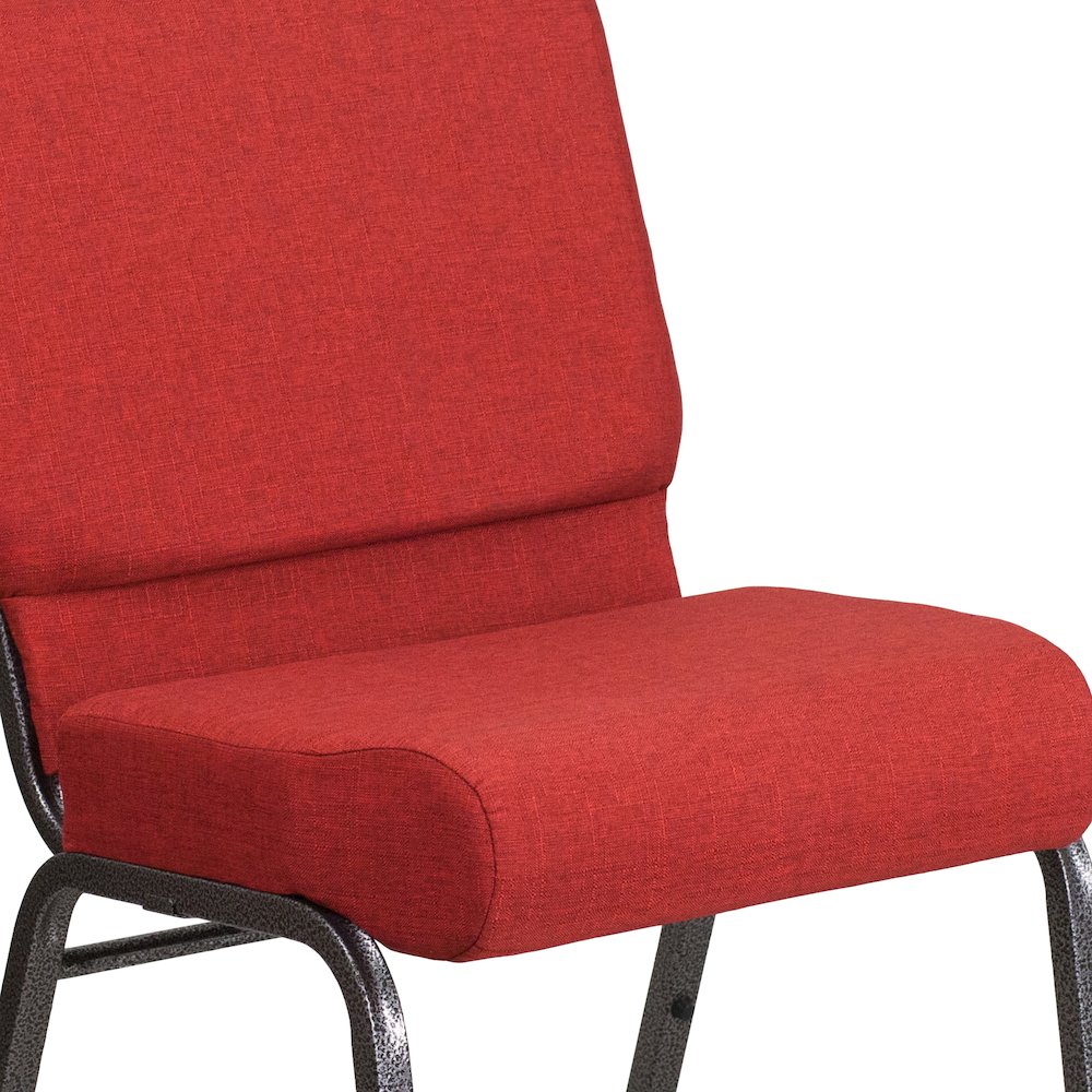 21''W Stacking Church Chair in Crimson Fabric - Silver Vein Frame. Picture 8