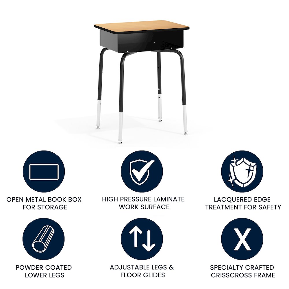 Student Desk with Open Front Metal Book Box - Natural. Picture 4