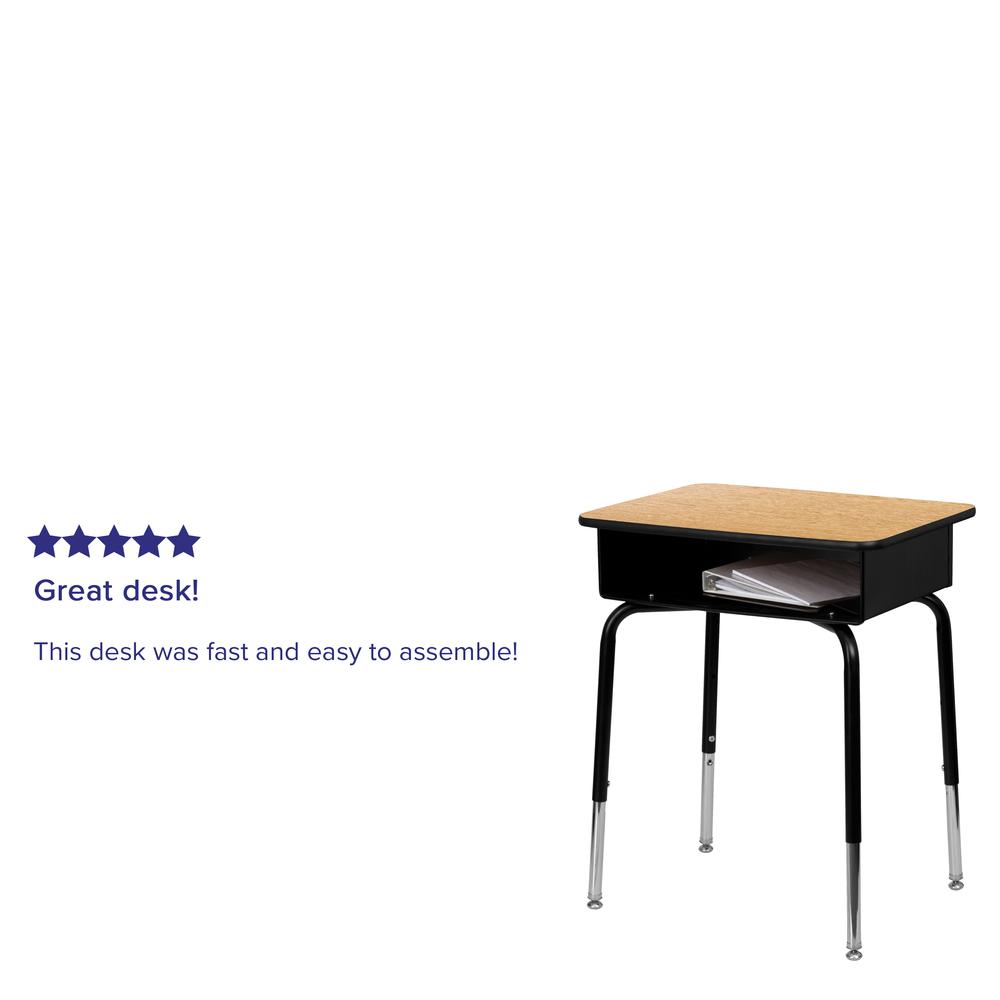 Student Desk with Open Front Metal Book Box - Natural. Picture 6