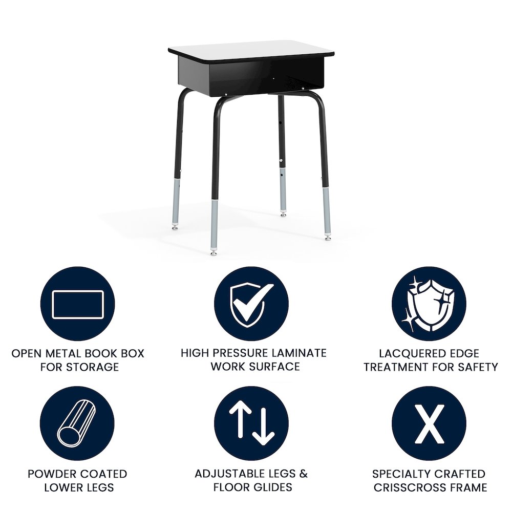 Student Desk with Open Front Metal Book Box - Gray. Picture 4