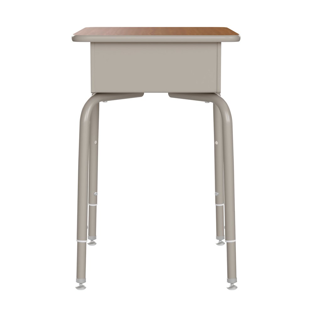 Student Desk with Open Front Metal Book Box - Walnut/Silver. Picture 10