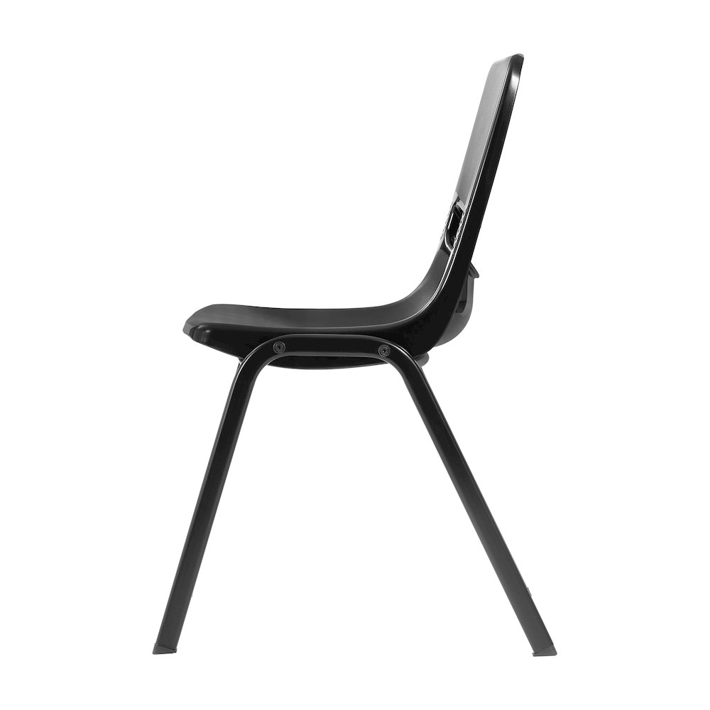 Desk with Open Front Metal Book Box, Natural Desktop, Black Stack Chair. Picture 10