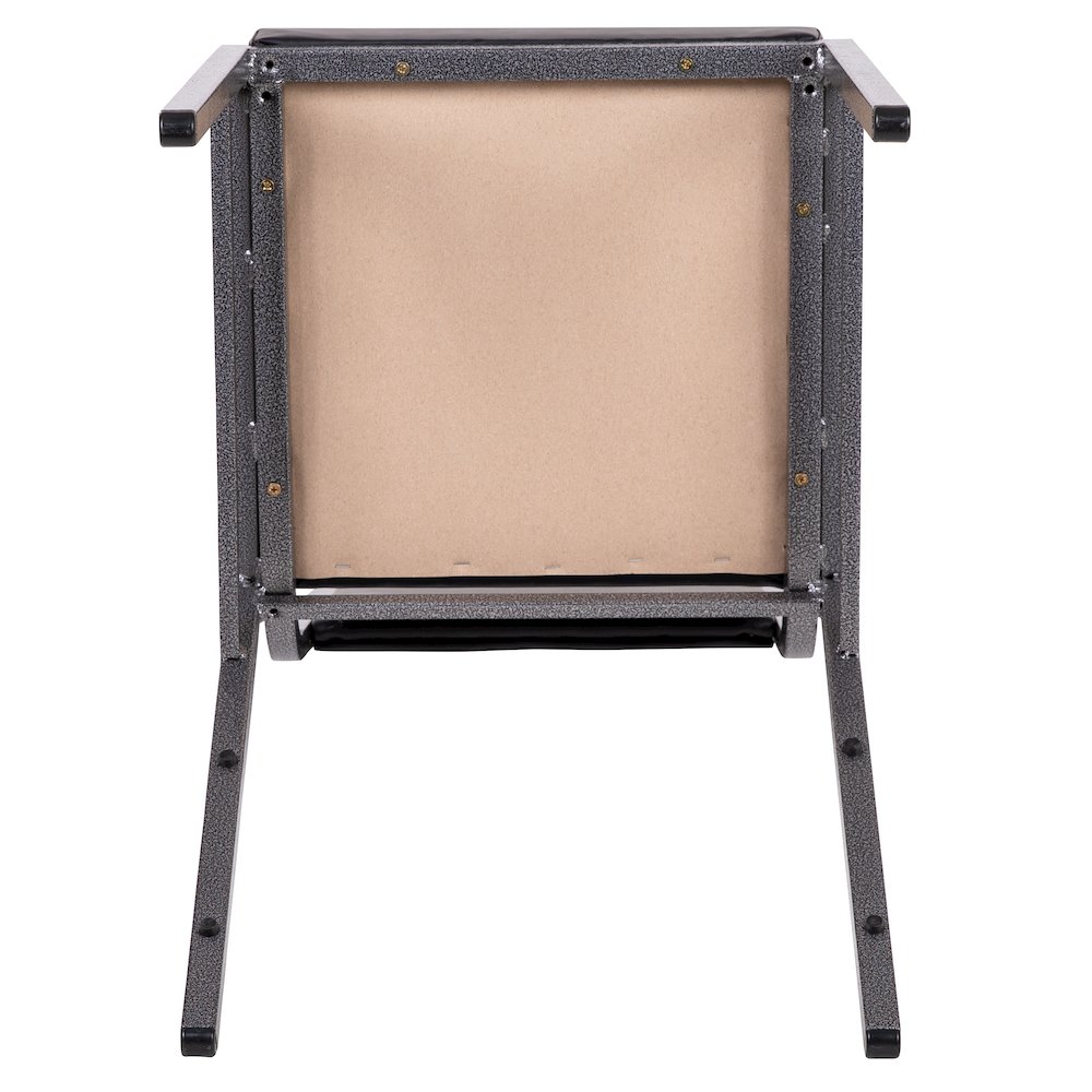 Square Back Stacking Banquet Chair in Dark Gray Fabric with Silvervein Frame. Picture 12