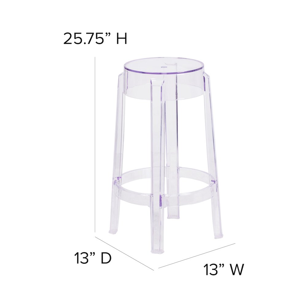 25.75'' High Transparent Counter Height Stool. Picture 2