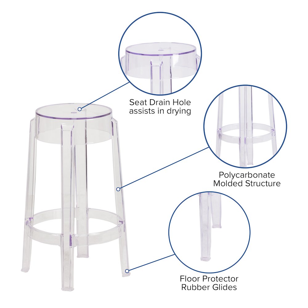 25.75'' High Transparent Counter Height Stool. Picture 5