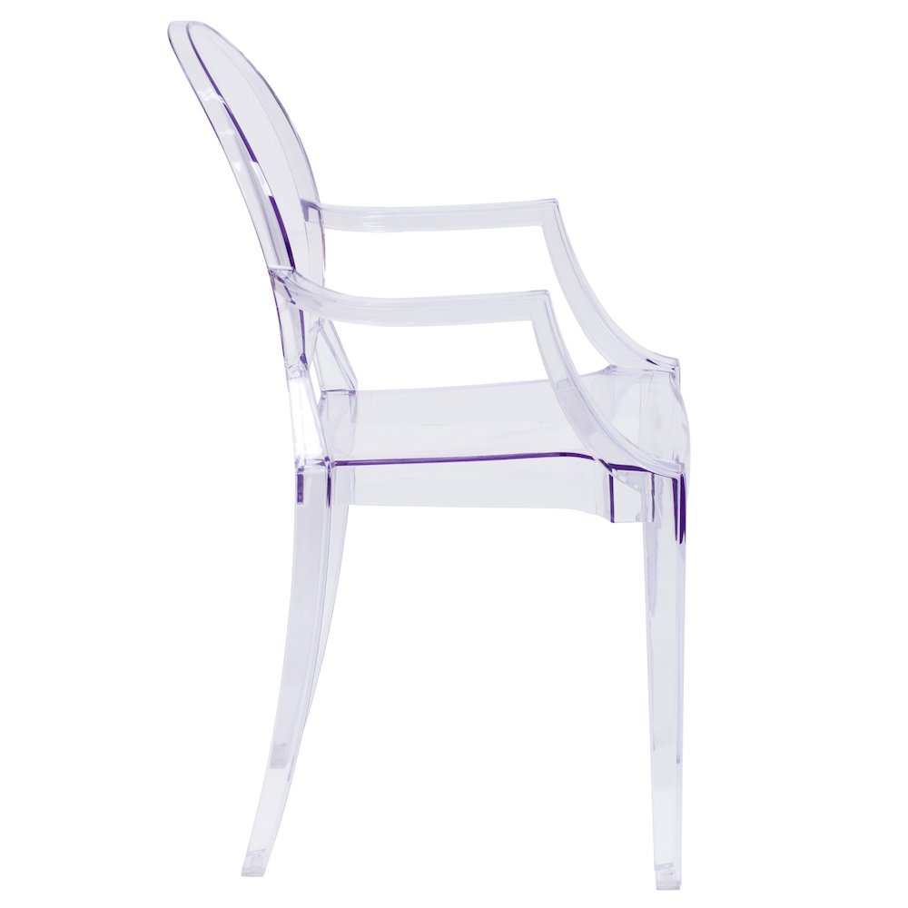 Oval Back Ghost Chair with Arms in Transparent Crystal. Picture 3