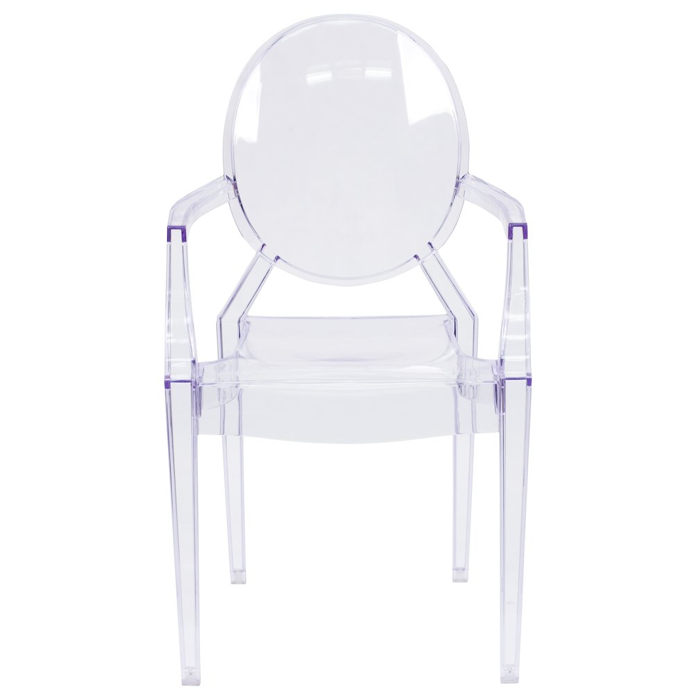Oval Back Ghost Chair with Arms in Transparent Crystal. Picture 5