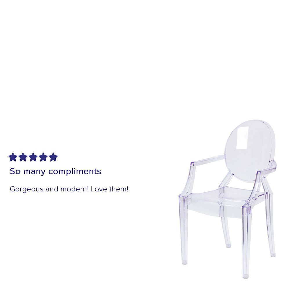 Oval Back Ghost Chair with Arms in Transparent Crystal. Picture 10