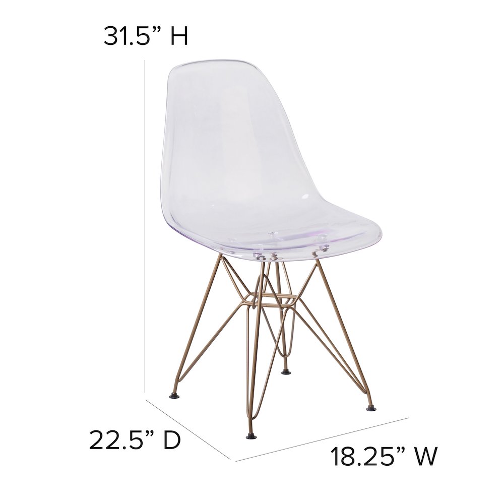 Ghost Chair with Gold Metal Base. Picture 2