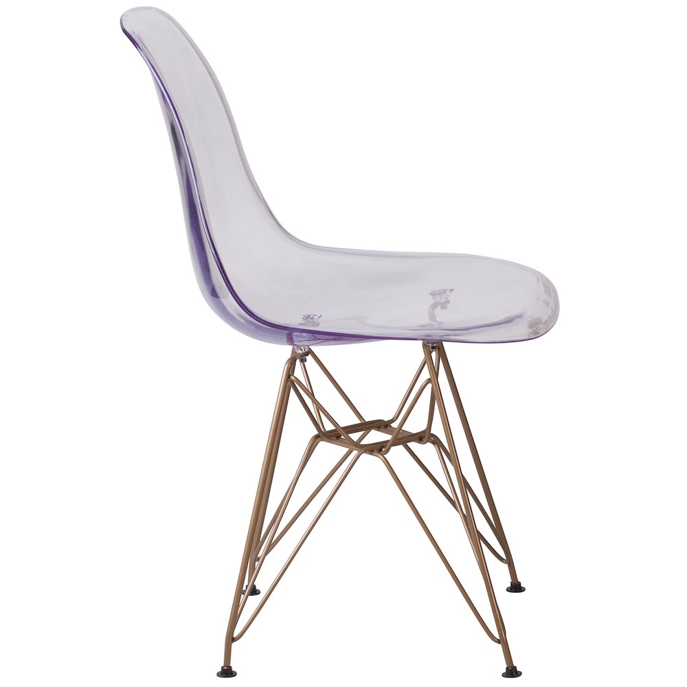 Ghost Chair with Gold Metal Base. Picture 3