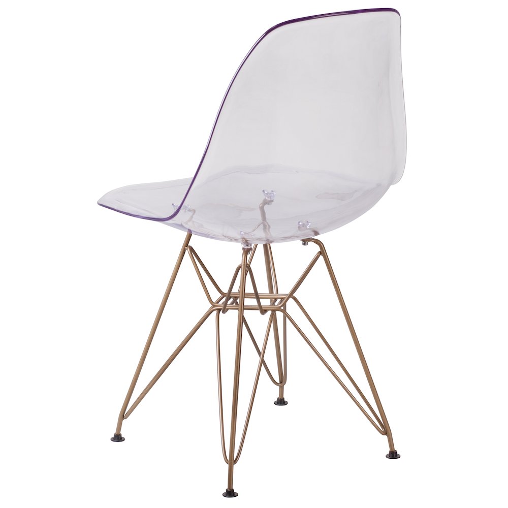 Ghost Chair with Gold Metal Base. Picture 4