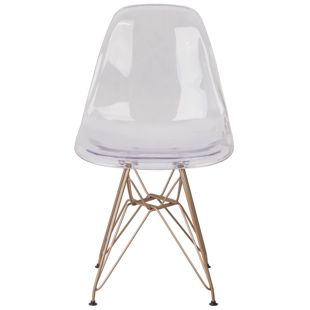Ghost Chair with Gold Metal Base. Picture 5
