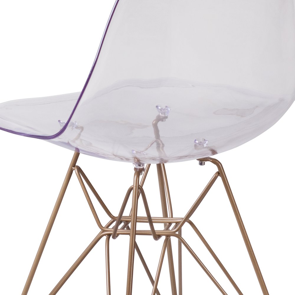 Ghost Chair with Gold Metal Base. Picture 8