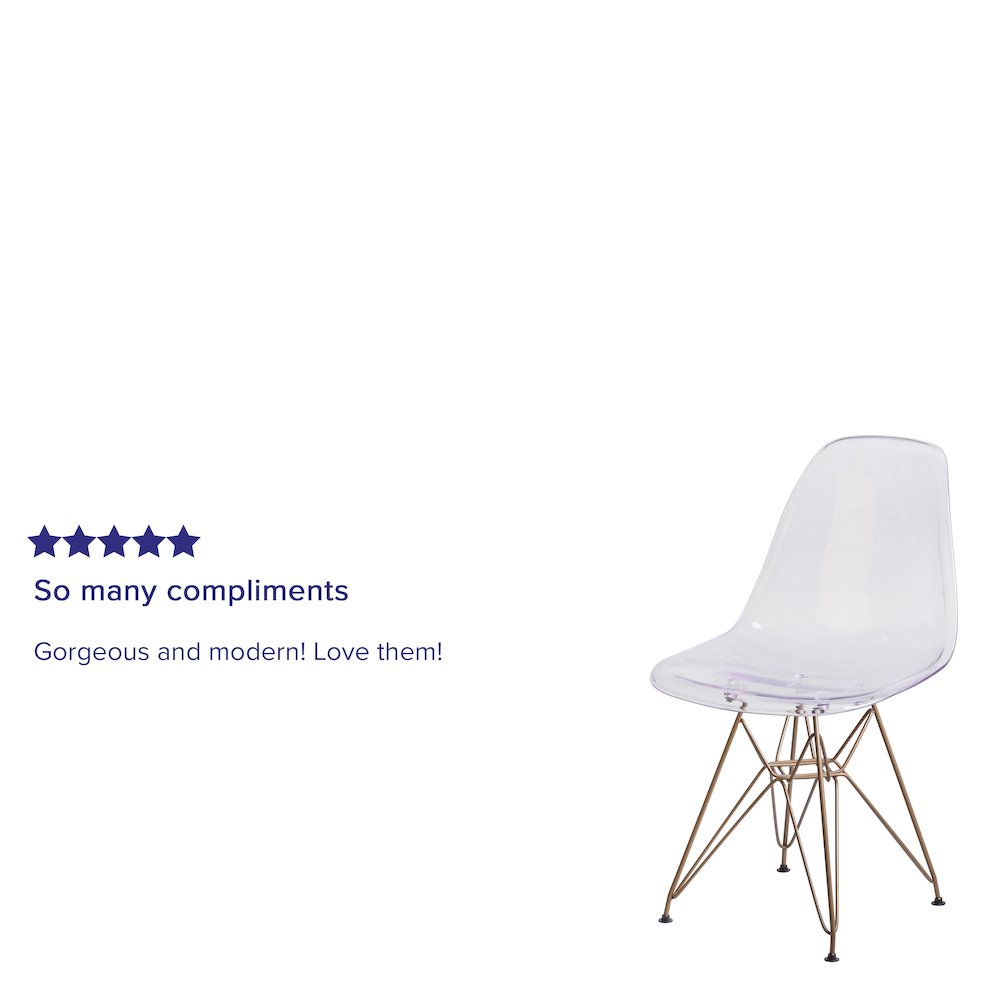 Ghost Chair with Gold Metal Base. Picture 9