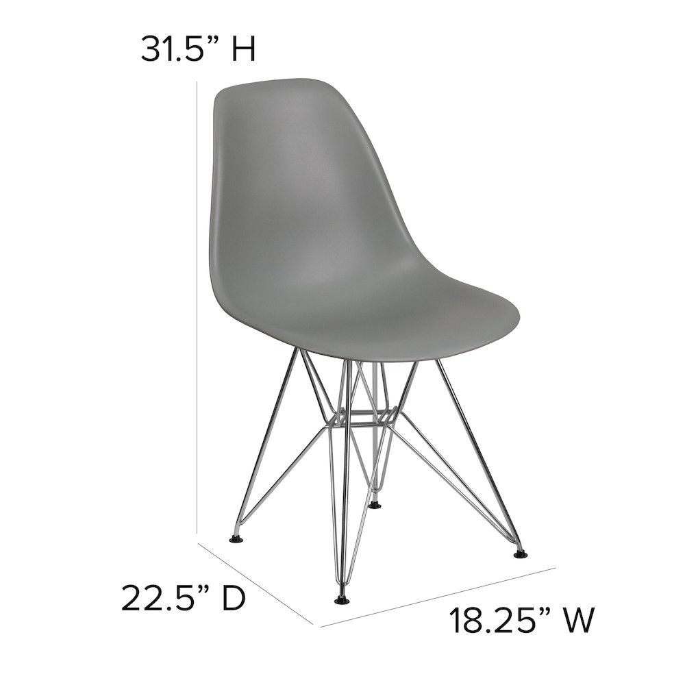 Moss Gray Plastic Chair with Chrome Base. Picture 6