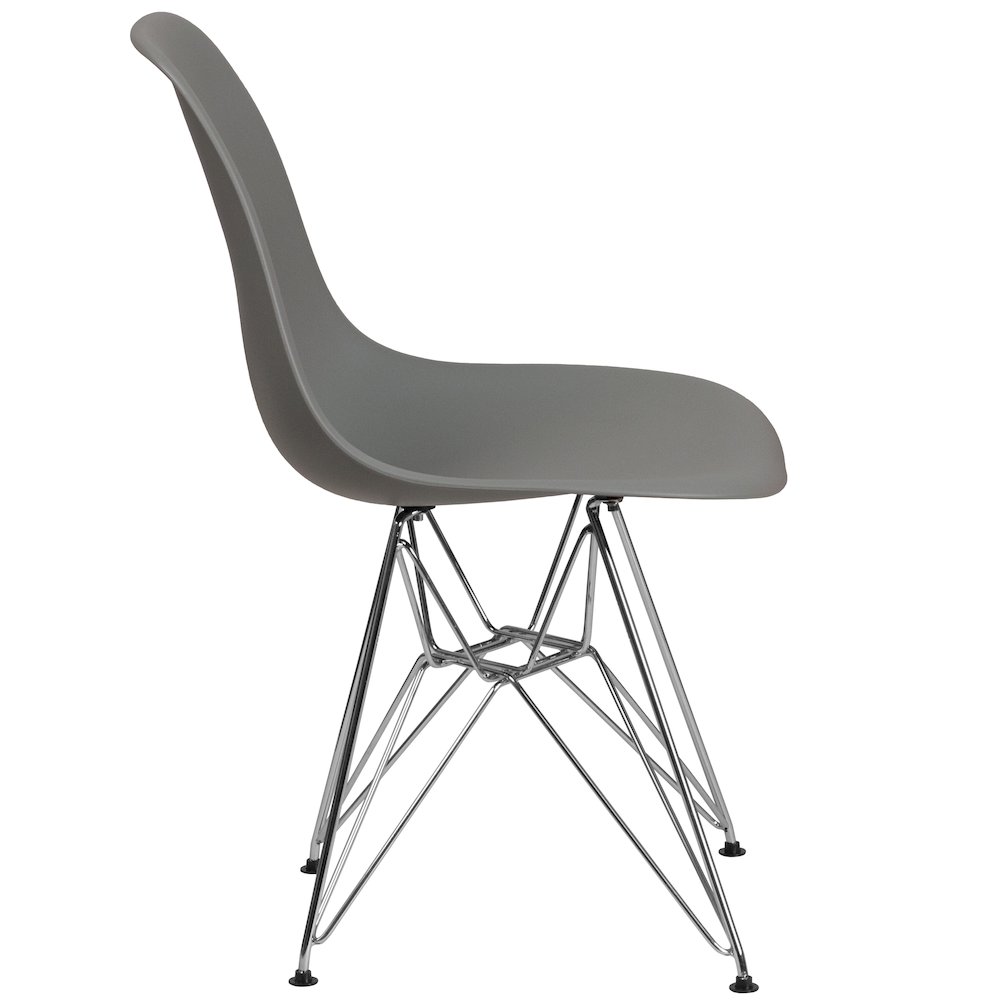 Moss Gray Plastic Chair with Chrome Base. Picture 9