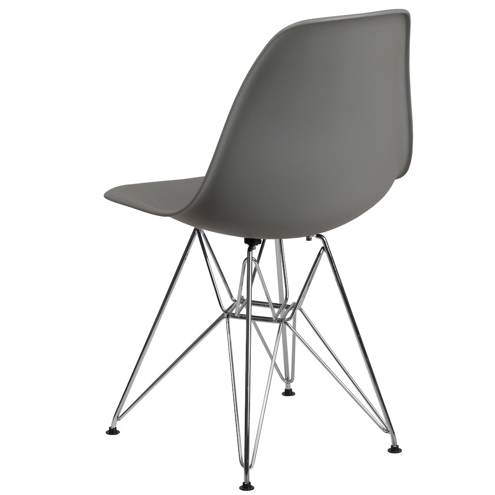 Moss Gray Plastic Chair with Chrome Base. Picture 7