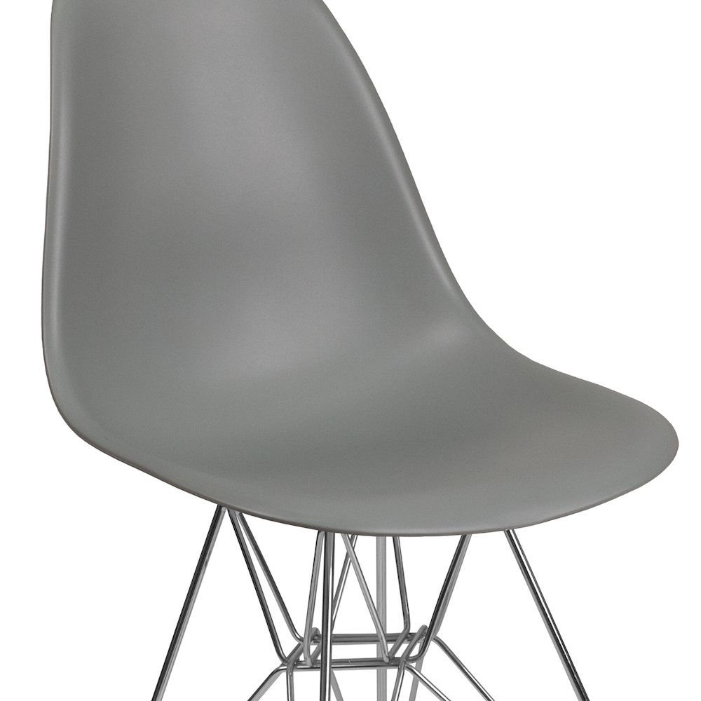 Moss Gray Plastic Chair with Chrome Base. Picture 8
