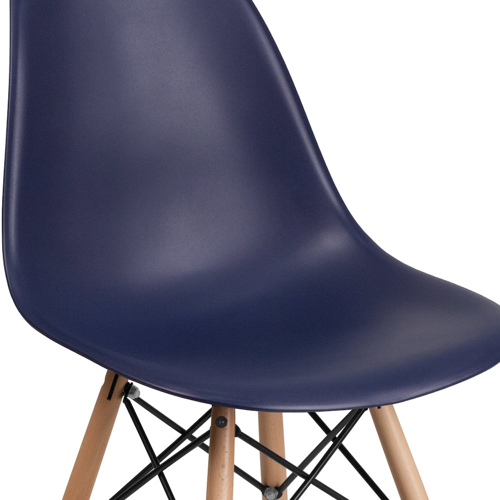 Navy Plastic Chair with Wooden Legs. Picture 11