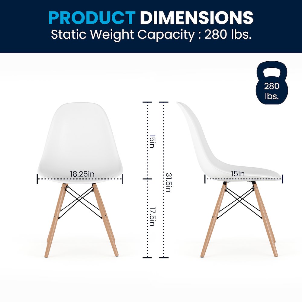 White Plastic Chair with Wooden Legs. Picture 2
