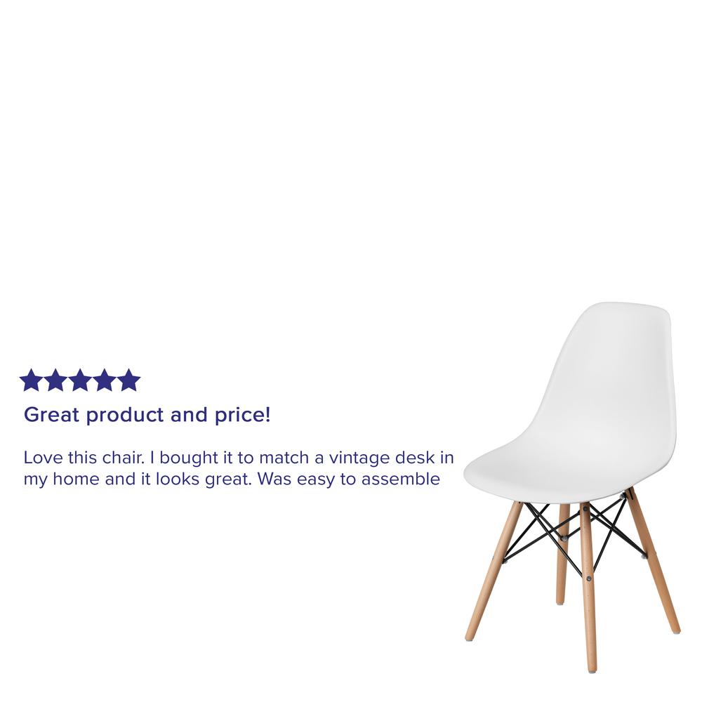 White Plastic Chair with Wooden Legs. Picture 9