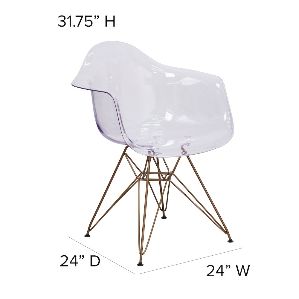 Transparent Side Chair with Gold Base. Picture 6