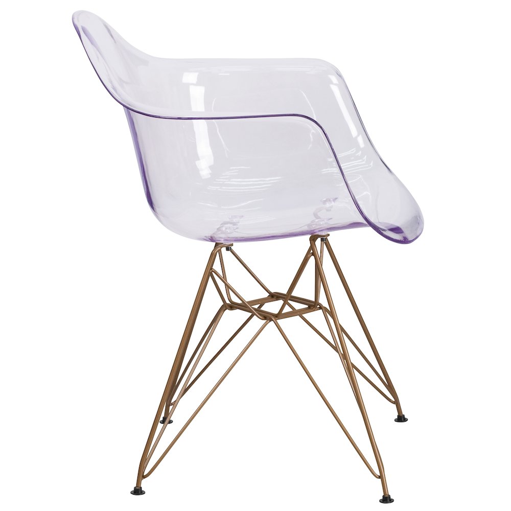 Transparent Side Chair with Gold Base. Picture 9