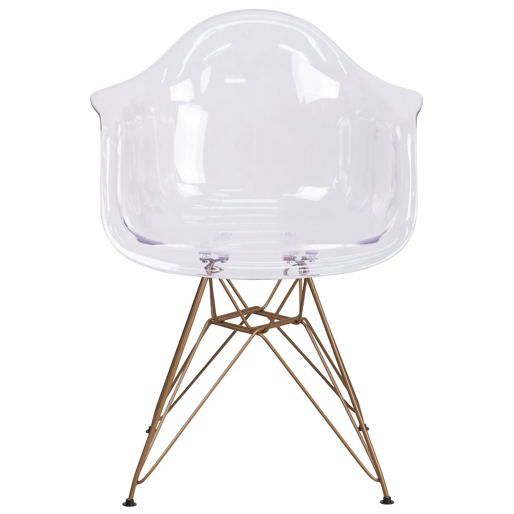Transparent Side Chair with Gold Base. Picture 10