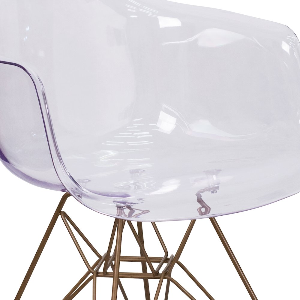 Transparent Side Chair with Gold Base. Picture 11