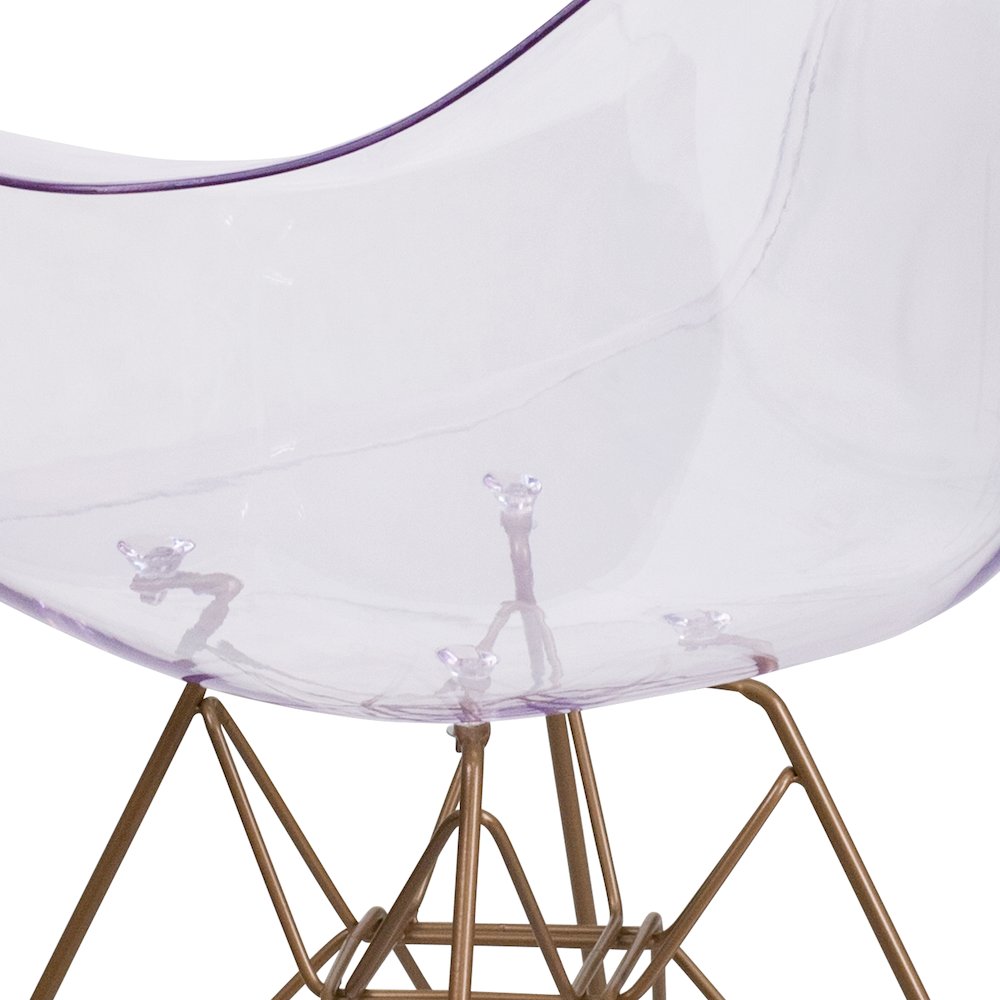 Transparent Side Chair with Gold Base. Picture 8