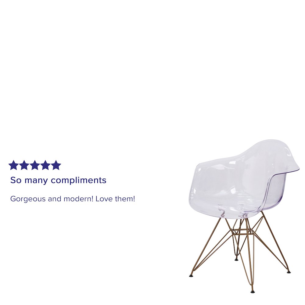 Transparent Side Chair with Gold Base. Picture 4