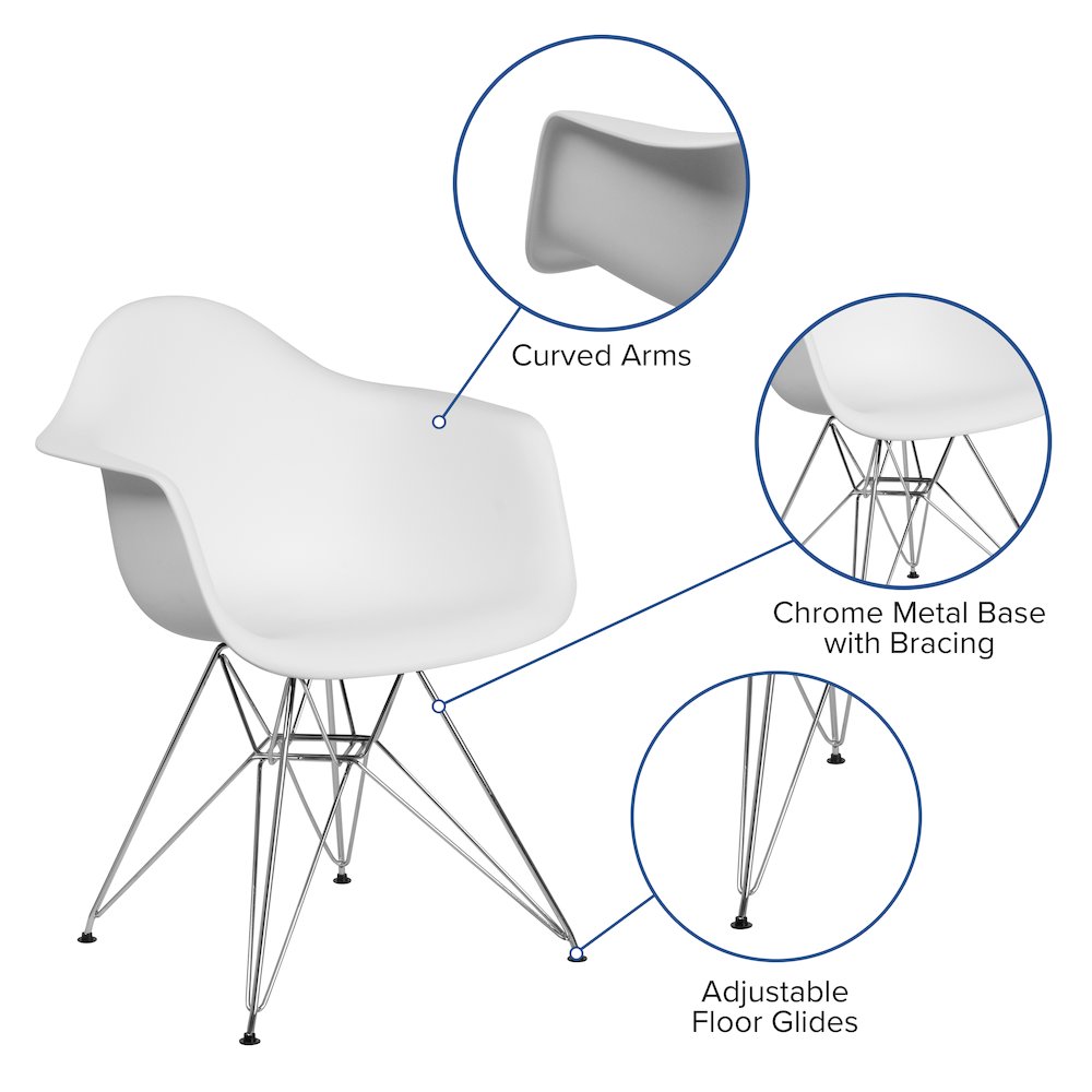 White Plastic Chair with Chrome Base. Picture 5