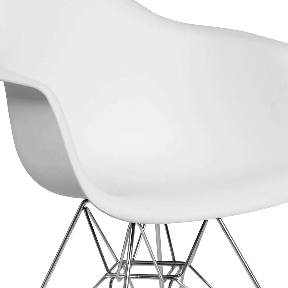 White Plastic Chair with Chrome Base. Picture 8