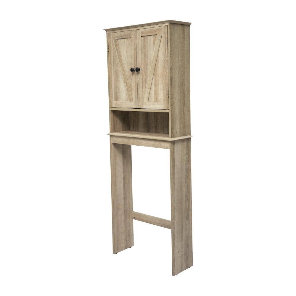 Farmhouse Style Over the Toilet Bathroom Storage Cabinet Organizer, Brown. Picture 1