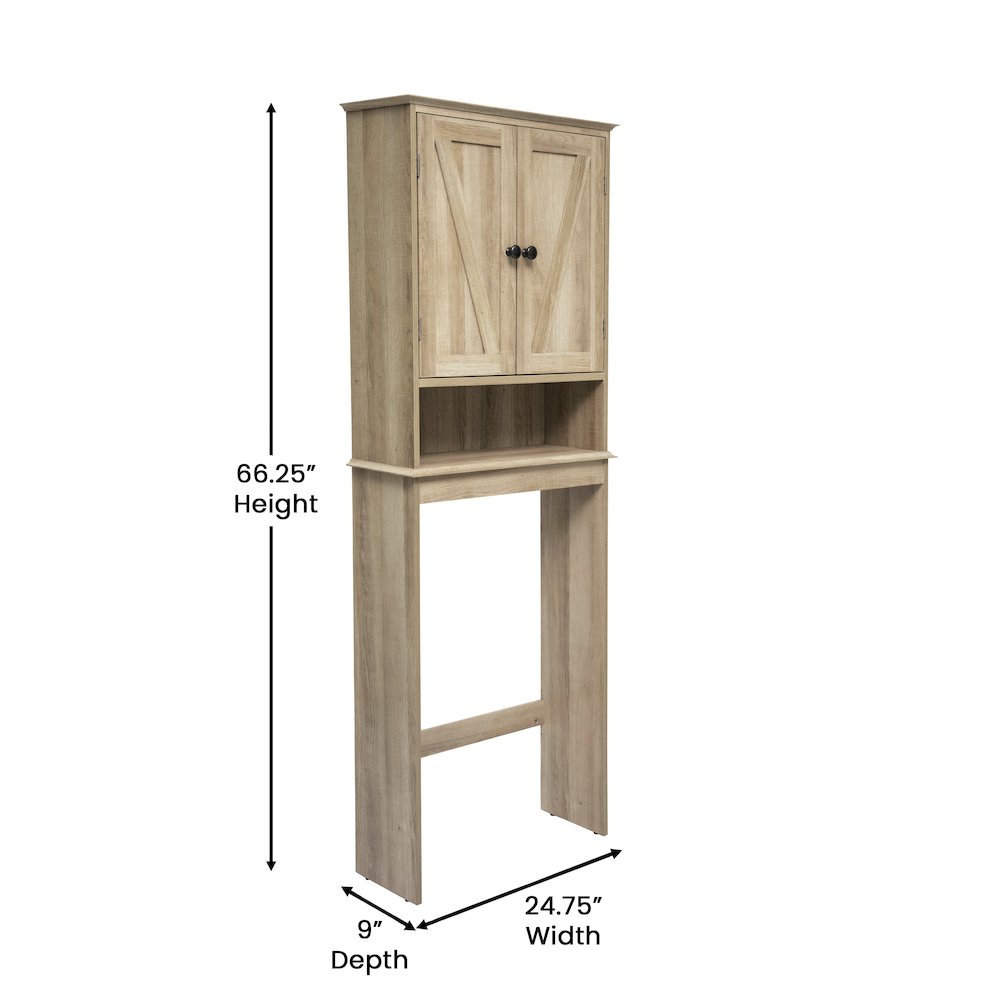 Farmhouse Style Over the Toilet Bathroom Storage Cabinet Organizer, Brown. Picture 5