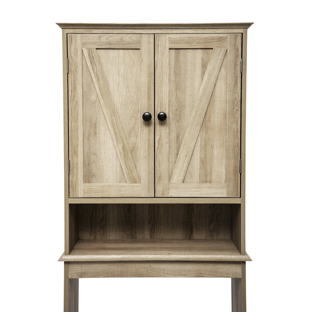 Farmhouse Style Over the Toilet Bathroom Storage Cabinet Organizer, Brown. Picture 12