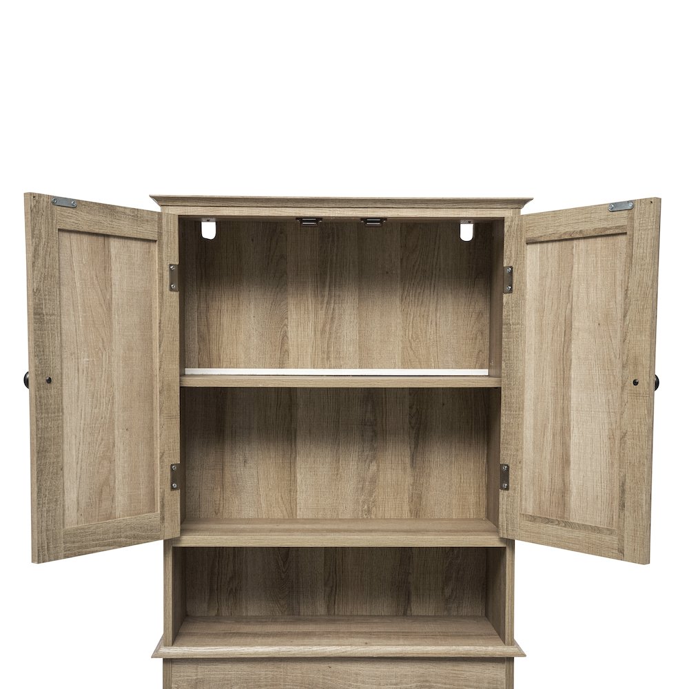 Farmhouse Style Over the Toilet Bathroom Storage Cabinet Organizer, Brown. Picture 13