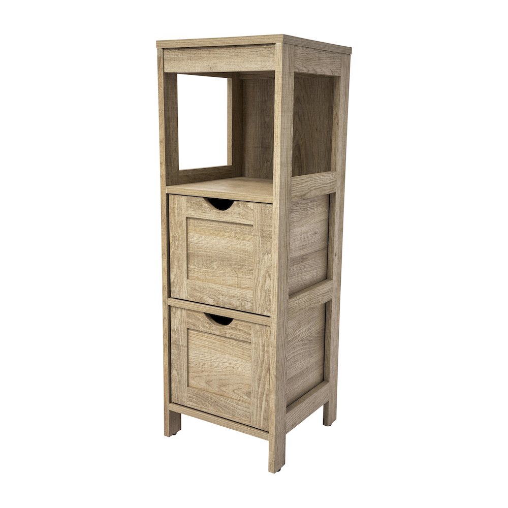 Farmhouse Bathroom Storage Organizer with Drawers, Brown. Picture 1