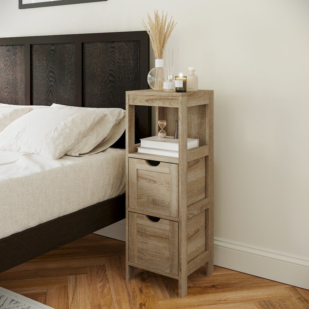 Farmhouse Bathroom Storage Organizer with Drawers, Brown. Picture 7