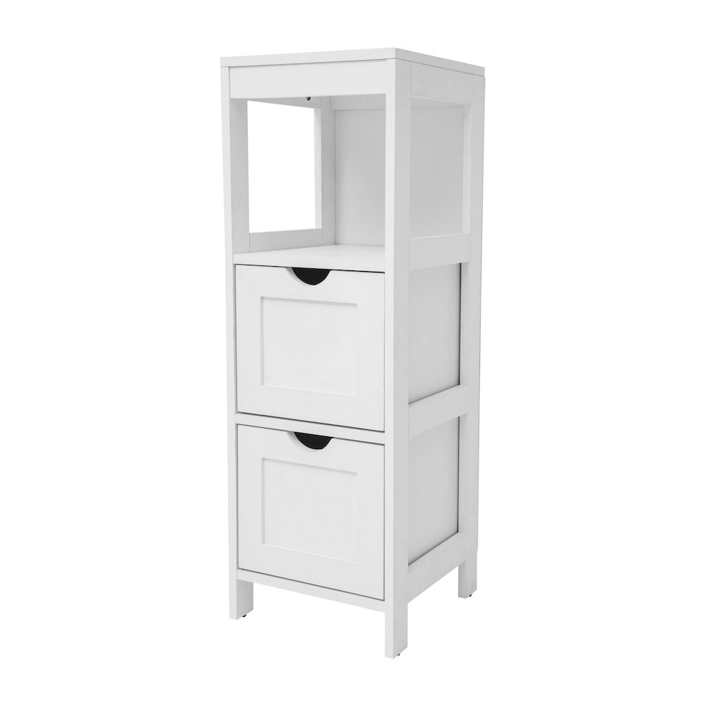 Farmhouse Bathroom Storage Organizer with Drawers, White. Picture 1