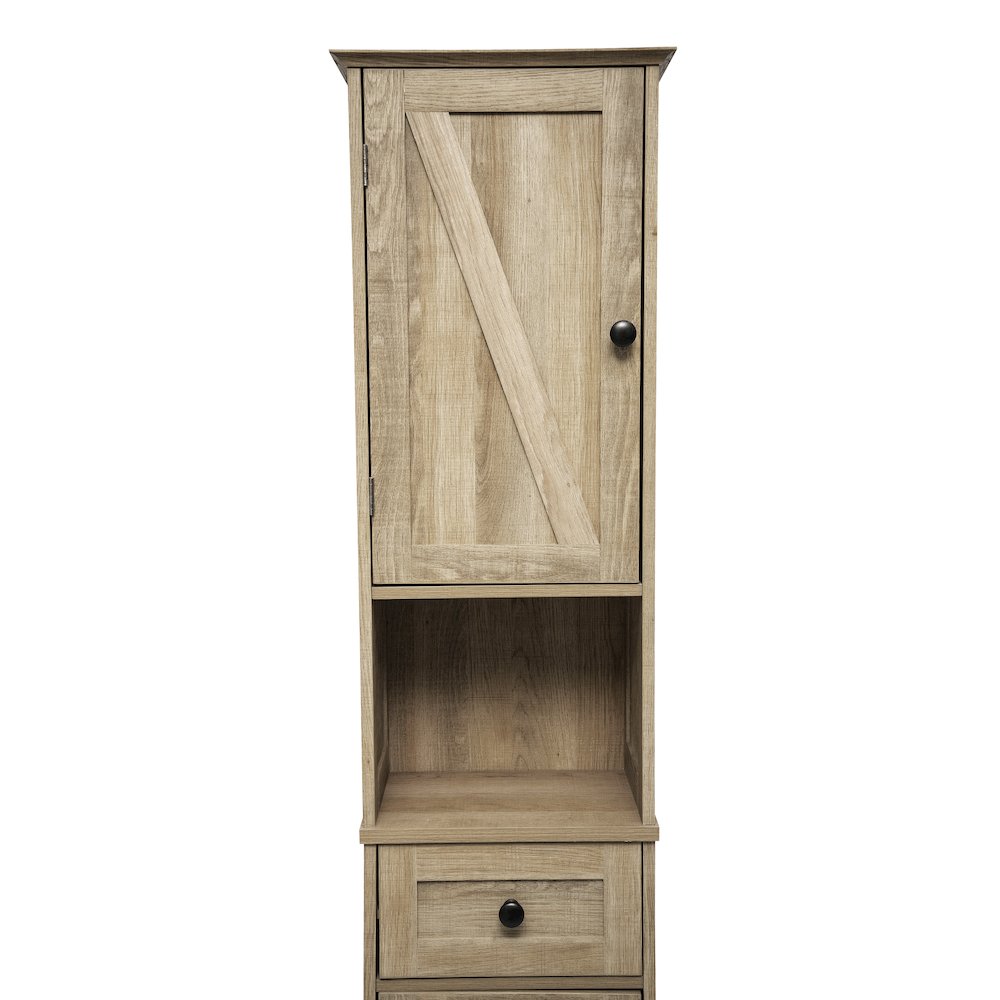 Farmhouse Tall Linen Tower Storage Cabinet, Brown. Picture 8
