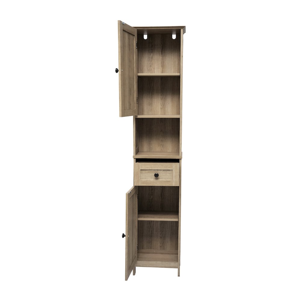 Farmhouse Tall Linen Tower Storage Cabinet, Brown. Picture 11
