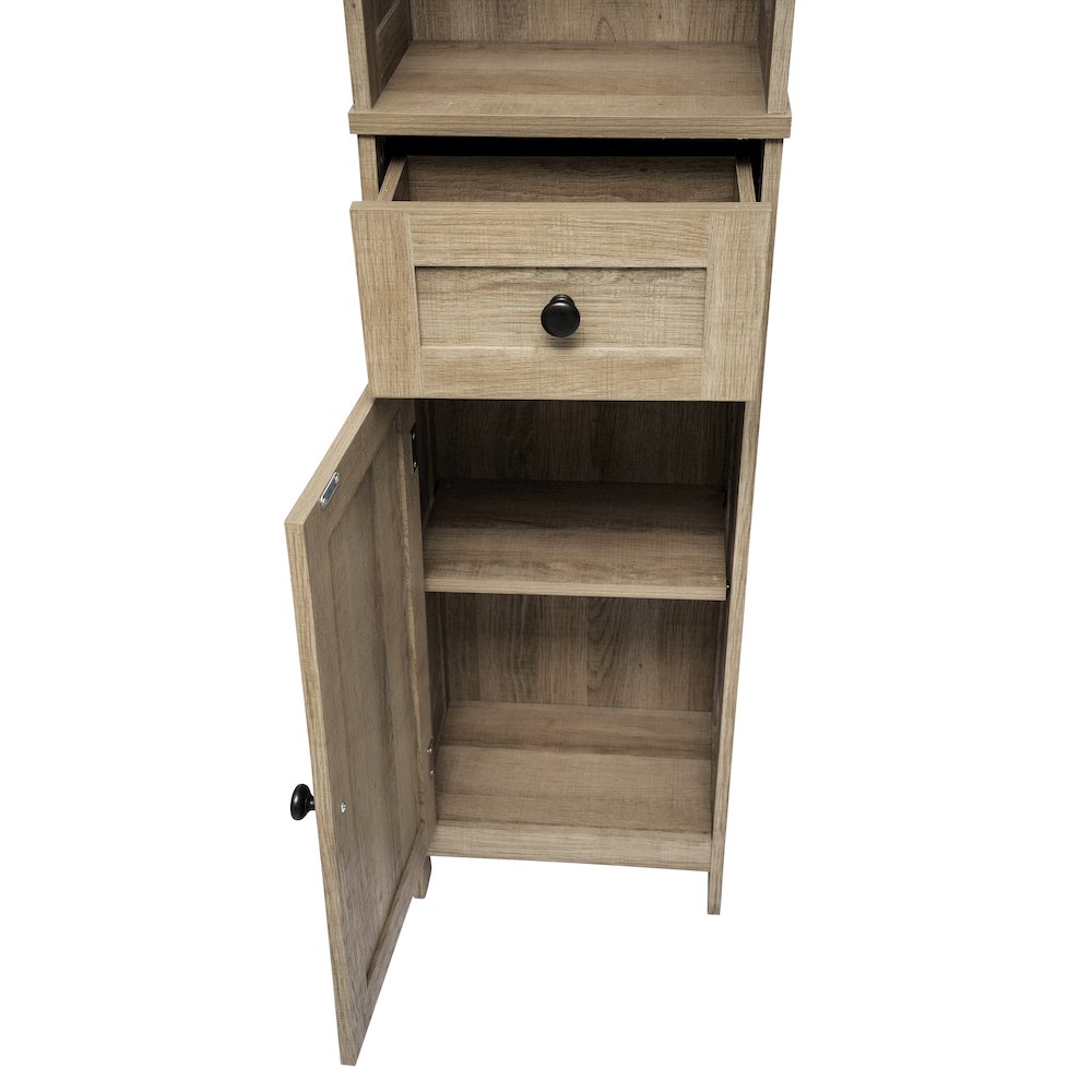 Farmhouse Tall Linen Tower Storage Cabinet, Brown. Picture 13
