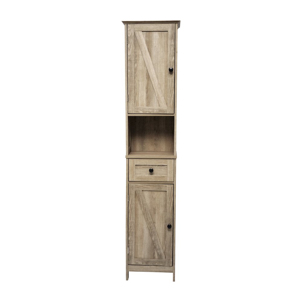 Farmhouse Tall Linen Tower Storage Cabinet, Brown. Picture 10